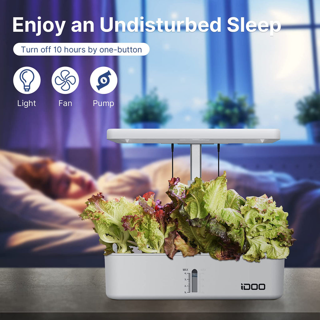 iDOO Hydroponics Growing System Kit 12Pods, Christmas Gifts for Women Mom, Herb Garden Indoor with LED Grow Light for Home School, Built-in Fan, Auto-Timer, Adjustable Height Up to 11.3", 12Pods-White