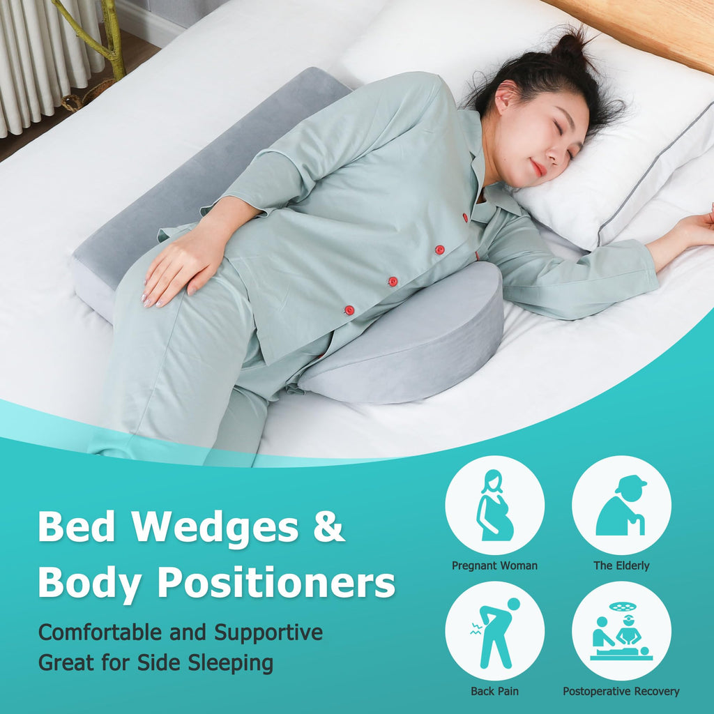 JFNoraiva Wedge Pillow for Side Sleeping, Bedsore Pressure Relief Pillow, Bed Wedge Pillows for Back Pain Relief & Post Surgery, Body Positioners Pillow for Seniors, Pregnancy, Adult(2IN1)
