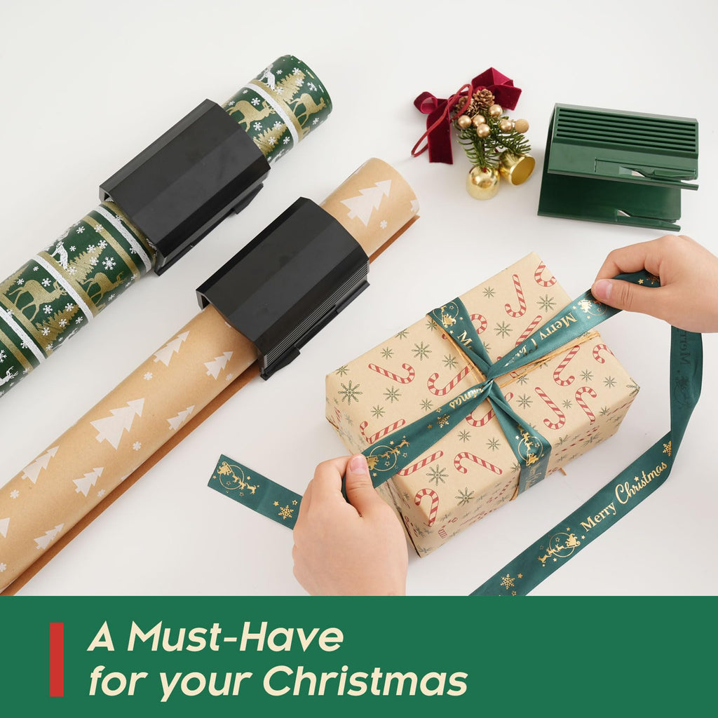 THCOSN 2PC Wrapping Paper Cutter Christmas Paper Roll Cutters Paper Cutter Slider Tool Set Christmas Gift Packing Wrapping Cutting Supplies for Crafting Birthday Gifts Wrap Rolls (2PC Black)