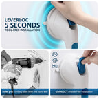 LEVERLOC Shower Grab Bars for Seniors, 16 Inch 2 Pack Suction Grab Bars for Bathtubs and Showers, Shower Handles for Elderly Suction Bathroom Safety Grip,Removable Drill Free Waterproof, Blue