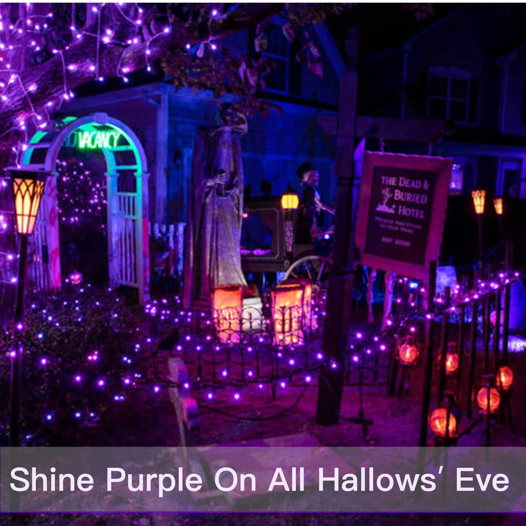 suddus Christmas Fairy Lights Battery Operated, 33ft 100 LED Fairy Lights with Remote, Purple String Lights for Outside, Porch, Home, Backyard, Window, Yard, Garland, Party Decorations