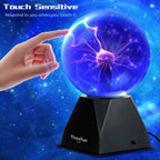 Theefun Blue Plasma Ball: 6 Inch Plasma Globe Touch & Sound Sensitive Plasma Ball Lamp Electric Ball Lightning Novelty Light for Parties, Home, Prop, Decoration, Christmas Gifts