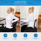 Bomdaia Seat Cushion Pillow for Office Chair, Car Seat Cushion Pad for Desk Chair, Non-Slip Memory Foam Coccyx Seat Cushion for Back, Sciatica & Tailbone Pain Relief (Black)
