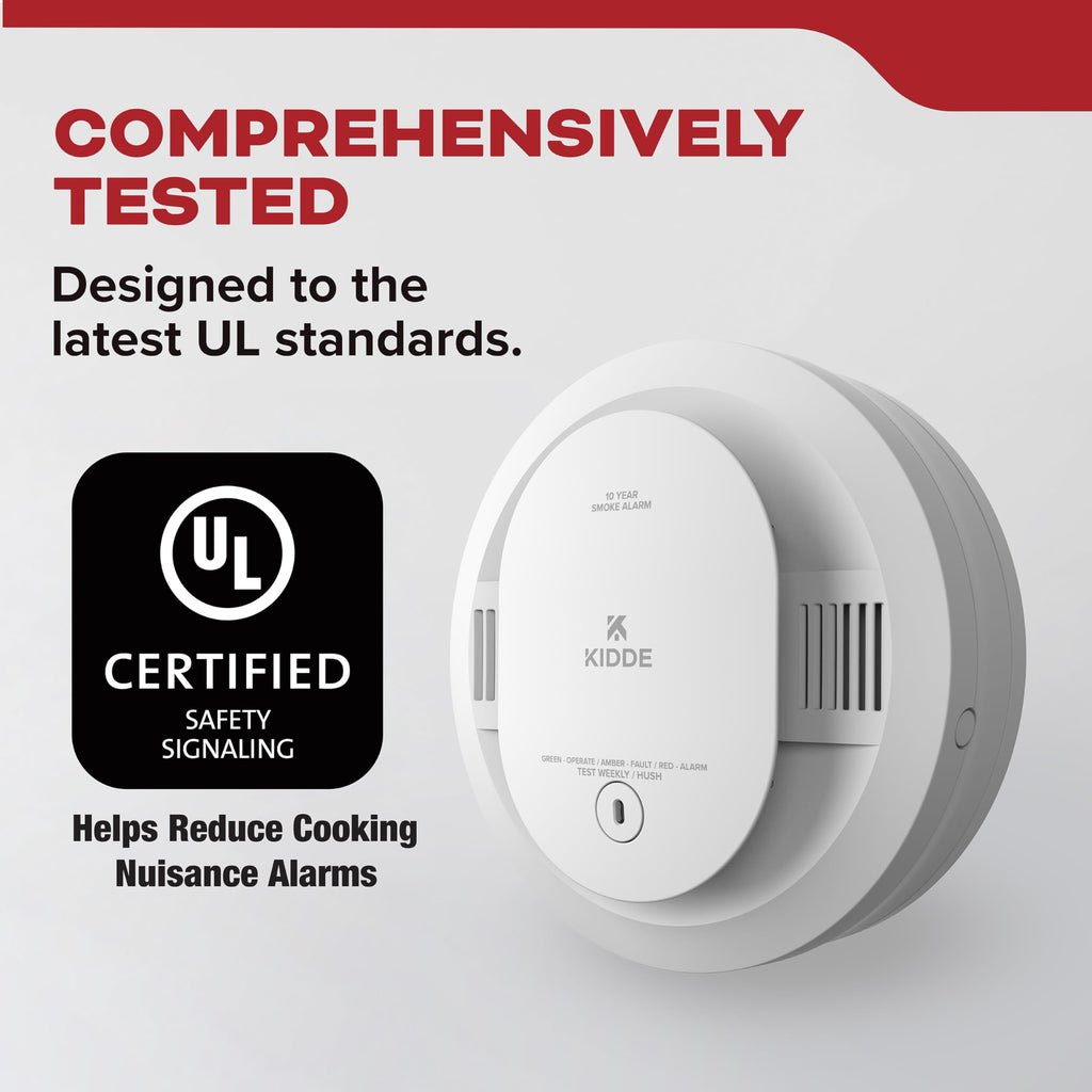 Kidde Smoke Detector, 10-Year Battery Powered, LED Warning Light Indicators, 2 Pack