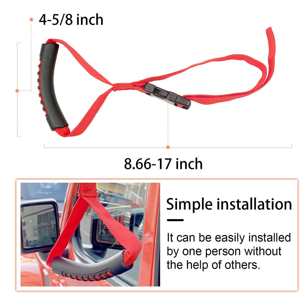 Automotive Adjustable Standing Aid Safety Handle Vehicle Support Grip Handle Disability Help Car Hand Hook- 2 pcs (Red)