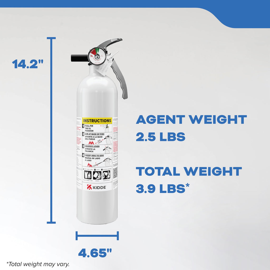 Kidde Mariner 110 Marine Fire Extinguisher for Boats, 1-A:10-B:C, 3.9 Lbs., Coast Guard Approved, Strap Bracket (Included), White