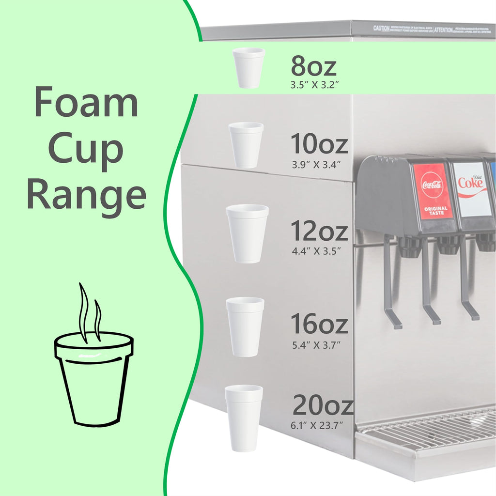 8OZ Foam Cups for Hot & Cold Drinks With Lids, USA-Made 50-Pack - Ideal Styrofoam Coffee Cups, Insulating To-Go Cups for Soda, Tea, Juice - Sturdy, Disposable & comparable to Industry standard 8J8