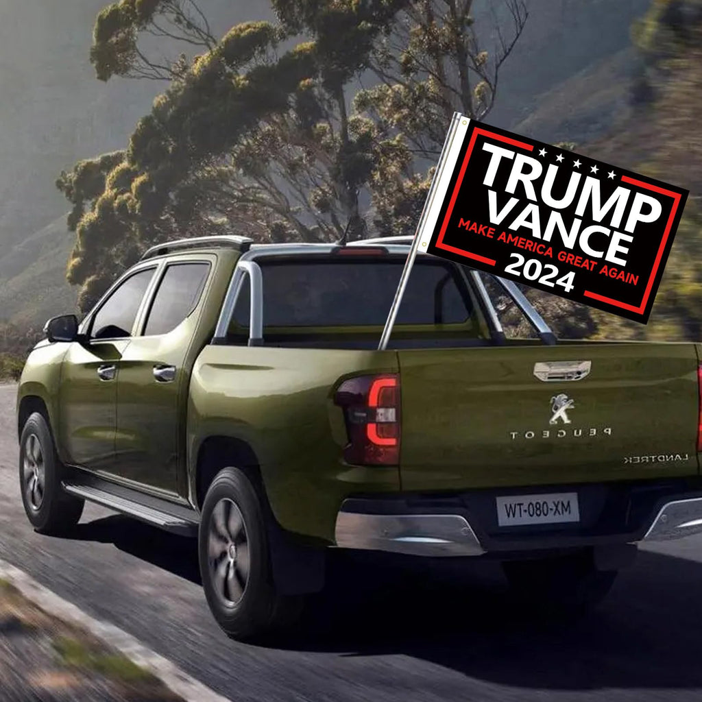 WENWELL Donald Trump and JD Vance 2024 Flags 3x5 Ft,Make America Great Again Trump Vance '24 Presidential Campaign Banners flag for car Boat Outdoor,2-Pack,1 Blue & 1 Black Flag with 2 Brass Grommets Each