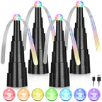 Fly Fans for Tables, Fly Fan for Outdoor Indoor Keep Flies Away, Portable Table Top Fan with LED Light, Fly Spinner with Soft Holographic Blades for Picnic, Restaurant, Party, Home, and BBQ (4 Pack)
