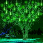 Kwaiffeo Halloween Lights, Meteor Shower Lights for Halloween Decorations Christmas Party St. Patrick's Day, UL Plug, Green Christmas Lights