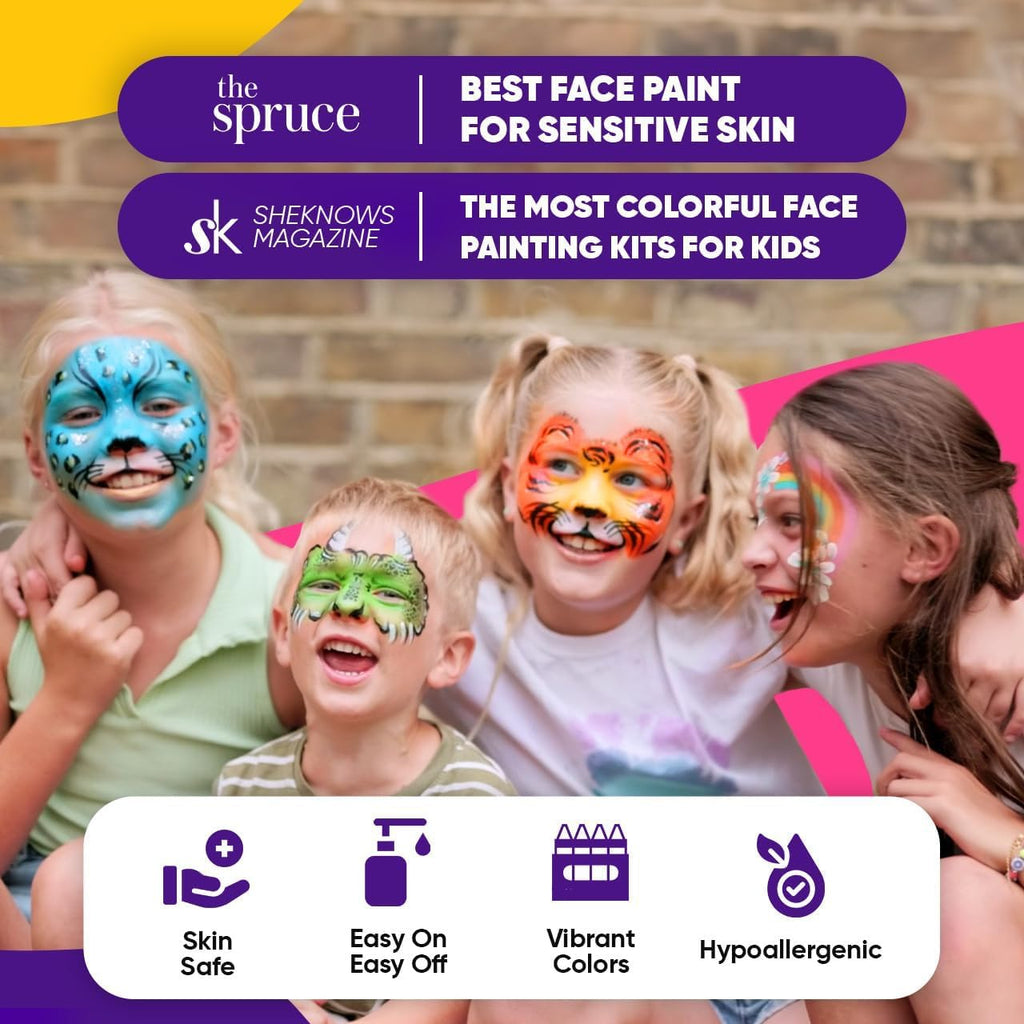 Blue Squid Face Paint Crayons for Kids - 42pcs XL Non-Toxic, Washable Body Paint Crayons - Our Face Painting Kit Makeup Sticks are Easy to Use, Safe for Sensitive Skin and Perfect for a Kids Party