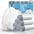 120 Counts 1.6 Gallon Mini Drawstring Trash Bags, Small Garbage Bags, Code a fit 4.5-8 Liter, 1.2-2 Gal, White Trash Bin Liners for Home Office Kitchen Bathroom Bedroom