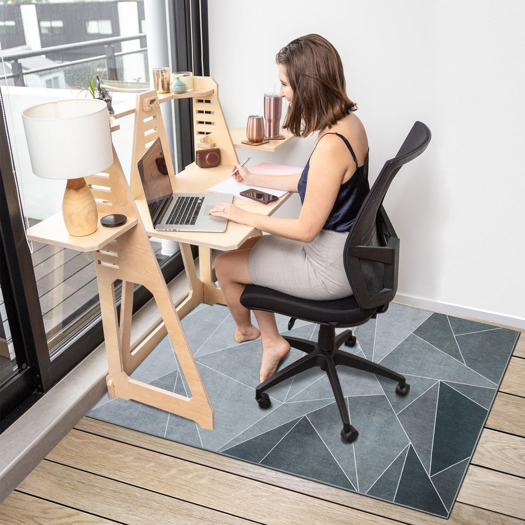 SAIKOOWA Office Chair Mat for Hardwood Floor,36"*48" Highly Premium Quality Protector Floor Mat,Desk Chair Mat - 2.15lbs Anti-Slip Chair Rug Mat for Office Home Laminate Floor Black Grey