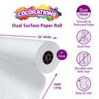 Colorations Dual Surface Paper Roll Classroom Supplies for Arts and Crafts White (36" x 1000') (Item # DSWH)