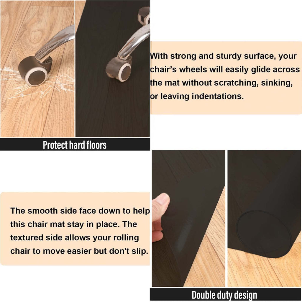 AiBOB Office Chair Mat for Hardwood Floor, 36 X 48 inches, Hard Floor Chair Mats Under Computer Desk, Easy Glide for Rolling Chairs, No Curling