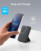 Anker 622 Magnetic Battery (MagGo), 5,000mAh Foldable Magnetic Wireless Portable Charger with Stand and USB-C Port (On the Side), Magsafe-Compatible for iPhone 16/15/14/13 Series