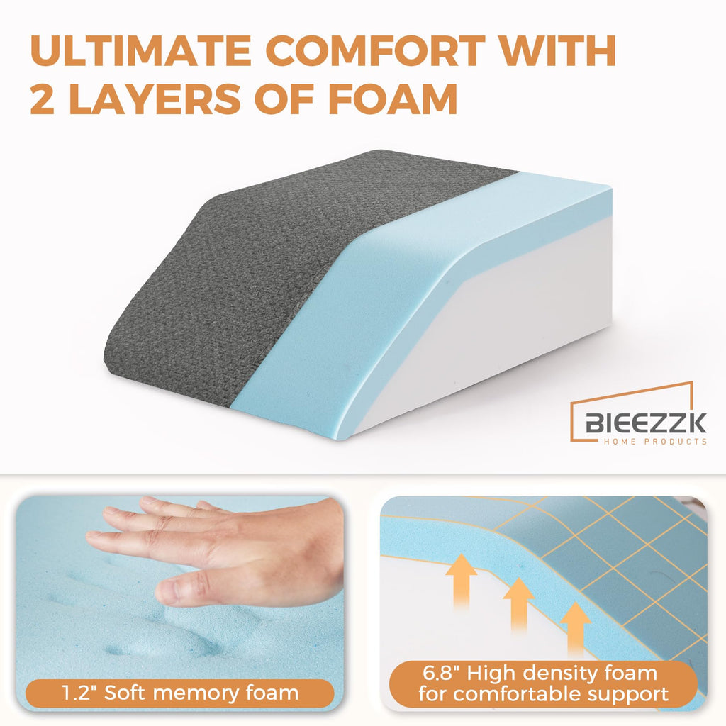 BIEEZZK Leg Pillow Elevation Blood Circulation, Pillow for Legs Pain Relief, Leg Wedge Pillow for After Surgery, Swelling, Leg Elevating Pillows with Cover and Handle, 23.6×16.8×8 Inch, Dark Grey