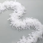 Larryhot White with Silver Tinsel Boas - 80g 2 Yards Feathers Boas for Party Bulk,Christmas,Wedding,Concert,Pet and Home Decoration(80g-WhiteSilverTinsel)