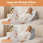 BIEEZZK Orthopedic Bed Wedge Pillow Set 3Pcs, Memory Foam Wedge Pillow for sleeping, Body Pillow Post Surgery for Back,Neck,Leg and Knee Support,Triangle Pillow for Acid Reflux,Snoring,White/Grey