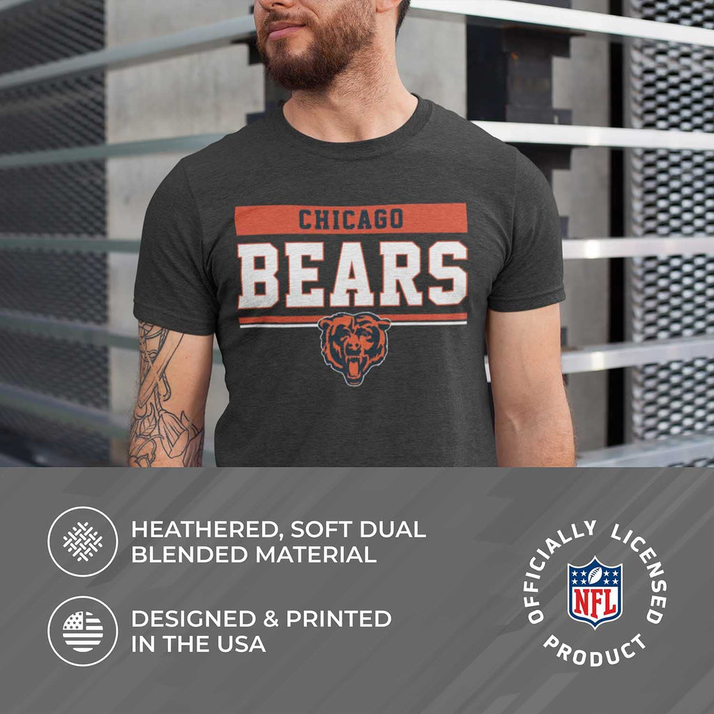 Team Fan Apparel NFL Adult Team Block Tagless T-Shirt - Cotton Blend - Charcoal - Perfect for Game Day - Comfort and Style (Chicago Bears - Black, Adult XX-Large)