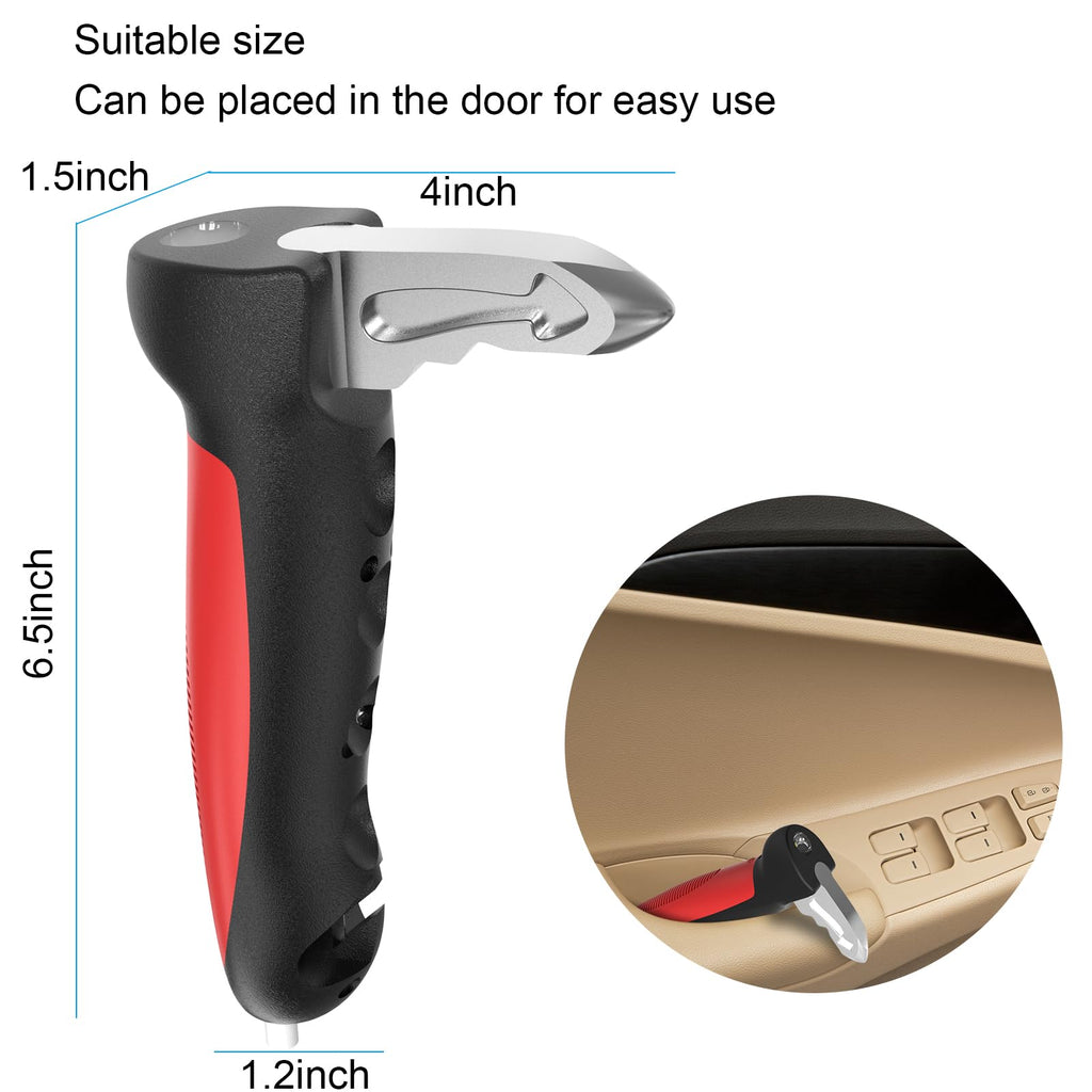 Gantok Versatility Auto Cane Vehicle Support Handle for Elderly and Handicapped Portable Automotive Door Assist Handles with LED Light, Seatbelt Cutter, and Window Breaker