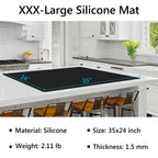 Gartful Silicone Mat for Kitchen Counter, 35" by 24" Extra Large Countertop Protector, 0.06" Thick Multipurpose Mat, Heat-Resistant Placemats, Desk Saver Pad, Table Dish Mat, Nonstick, Nonskid, Black