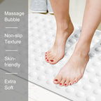 Yanzifly Bathtub Mat - Silicone Soft & Safe Bath Mat with Suction Cups, Anti Slip for Kids & Elderly, Machine Washable - White