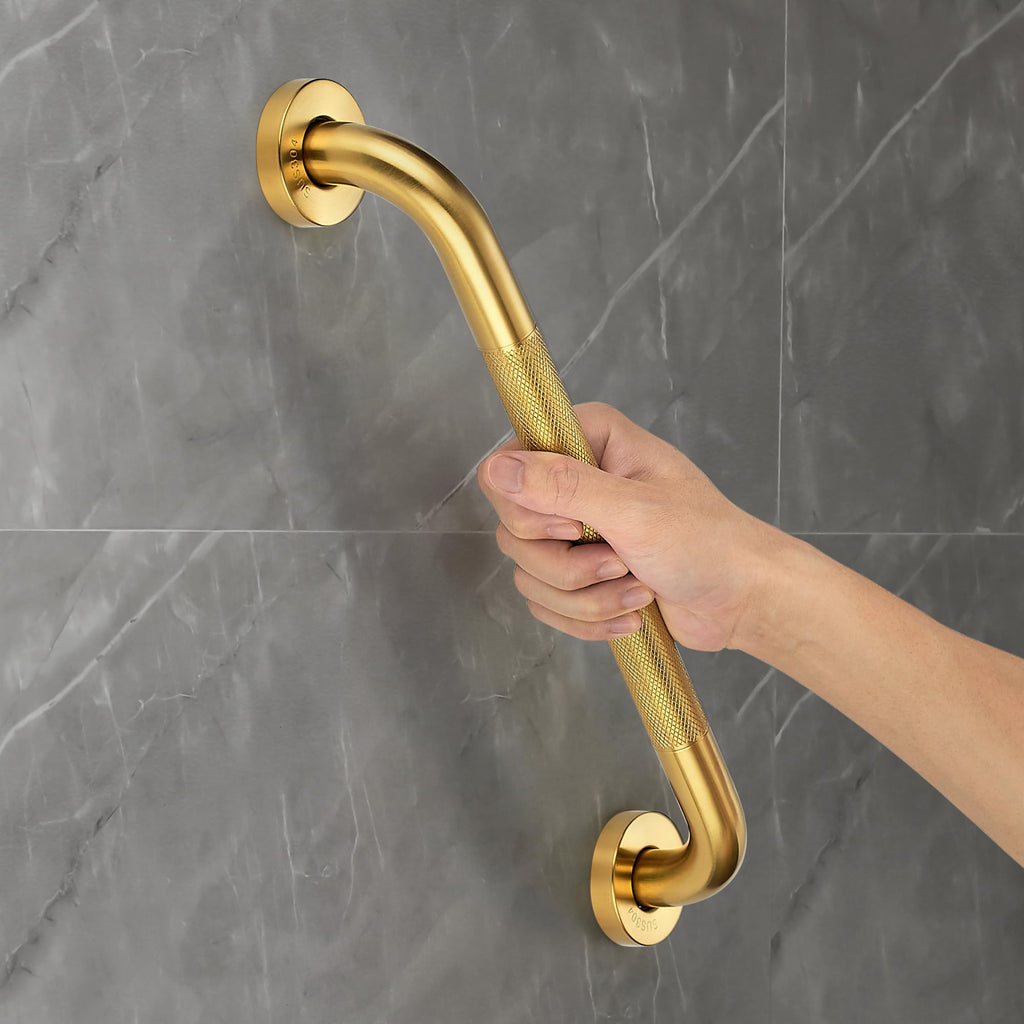 Grab Bars for Shower, 2 Pack 16-Inch Anti Slip Shower Handles for Elderly, Safety Shower Grab Bar, Stainless Steel Handicap Grab Bars for Bathroom,Toilet (Gold, 1" Diameter)