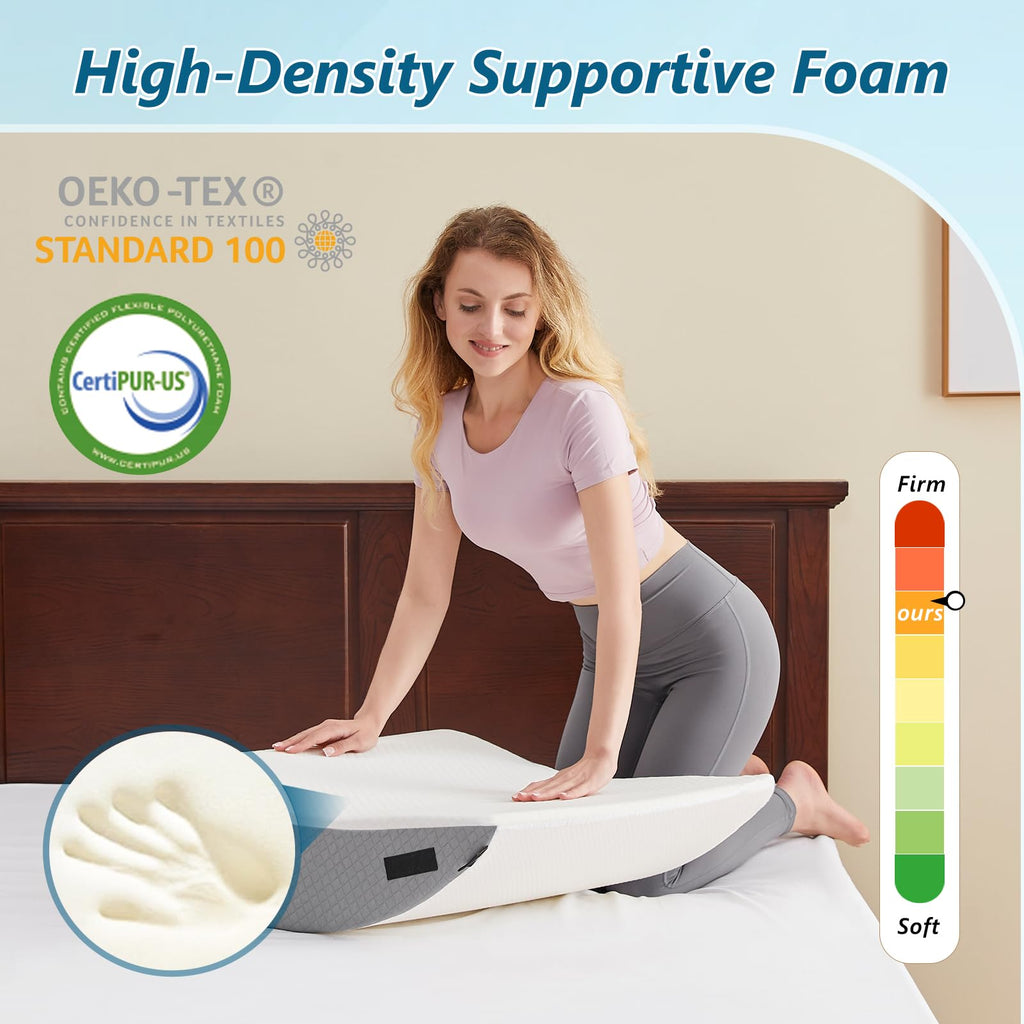 Longering 6PCS Orthopedic Bed Wedge Pillow Set for Sleeping - Post Surgery Pillow Set for Body Back and Leg Pain Relief - Adjustable Pillows for Snoring & Heartburn & Acid Reflux (White Grey)