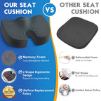 TushGuard Seat Cushion for Office Chair Memory Foam Non-Slip Cushion Back, Coccyx, Sciatica, Tailbone Pain Relief Butt Pillow for Office Chair, Car, Wheelchair, Grey, X-Large