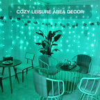 suddus Curtain Lights for Christmas, 200 Led 6.5ft x 6.5ft Hanging String Lights Outdoor, Fairy Curtain Lights for Backdrop, Window, Wall, Party, Garden, Bedroom, Brithday Decorations, Teal