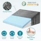 Domusensus Wedge Pillow for Sleeping, 10" Bed Wedge Pillow for After Surgery, Triangle Pillow Wedge for Heartburn, Acid Reflux, GERD, Back Pain Relief, Neck Pain, Soft & Cooling Memory Foam Top