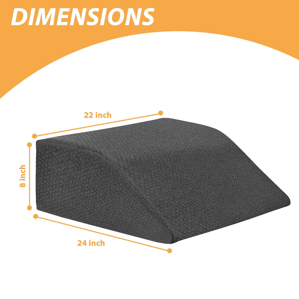 Bedluxe Leg Elevation Pillows, Leg Pillows for Sleeping, Cooling Gel Memory Foam Top, Wedge Pillow for Legs, Leg Wedges for Circulation, Swelling, After Surgery - Removable Cover (8 Inch, Black)