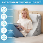 MEGCXIT 3PCS Bed Wedge Pillow for Sleeping, Adjustable Memory Foam Wedge Pillow for Back Leg Pain Relief, 23” Wide Triangle Pillow Wedge for Post Surgery, Acid Reflux, GERD & Snoring, White/Grey