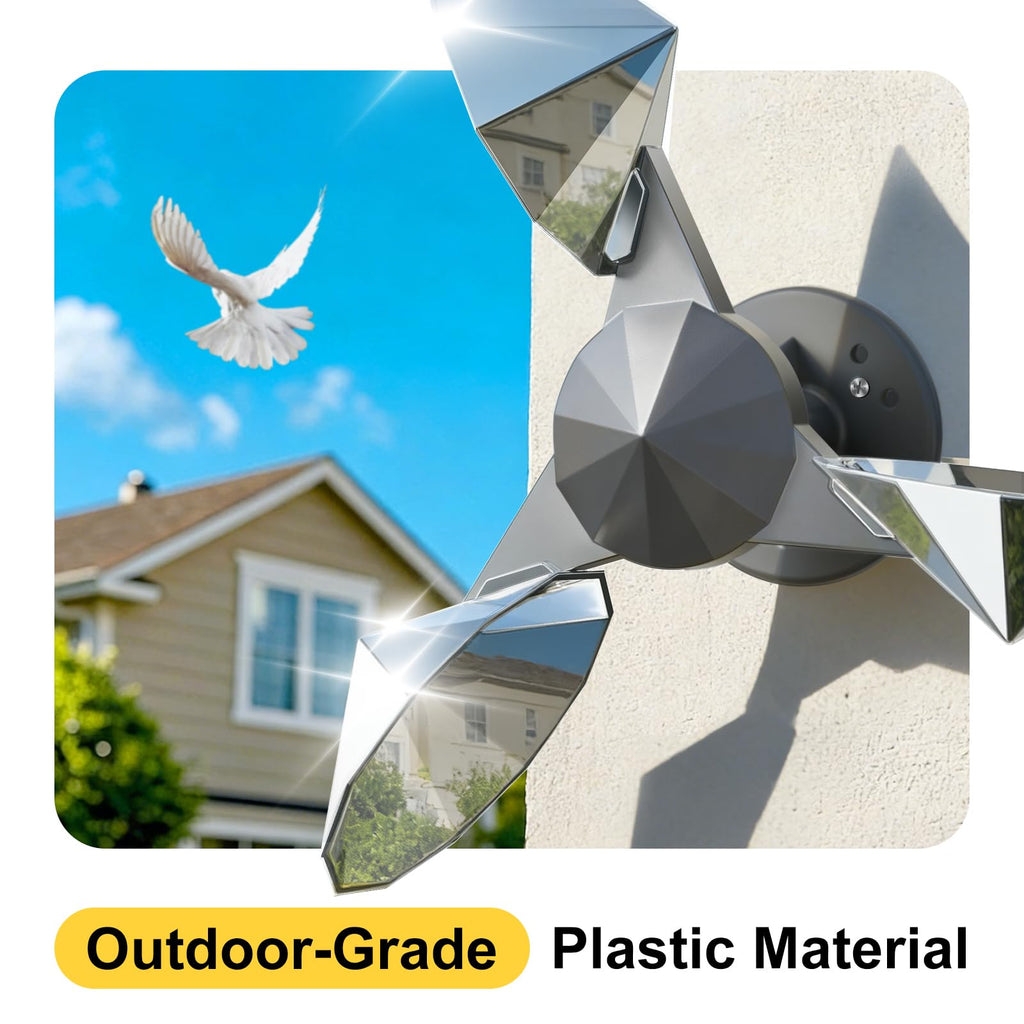 OFFO Bird Scare Reflective Device, Bird Reflector with Plastic Base for Outside Patio, Keep Pigeon Woodpeckers and Sparrows Away from Outdoor Boats Roofs Gardens