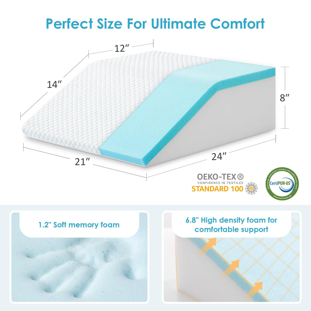 Cozymaker Adjustable Leg Elevation Pillows for Swelling, Cooling Gel Memory Foam Wedge Pillows for After Surgery, Sciatica Back Knee Hip Ankles Pain Relief, Leg Pillows for Sleeping