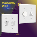 Toggle Light Switch Wall Plate, Gloss Finish, Size 2-Gang 4.50" x 4.57", Double Switch Cover, Unbreakable Polycarbonate Thermoplastic, 8812-W, White