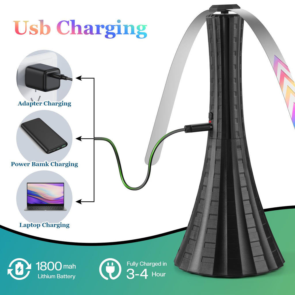Fly Fans for Tables Rechargeable, Fly Fans for Outdoor Tables, Food Fans to Keep Flies Away, USB Fly Fans Belfans, 1800mah Large Capacity Fly Repellent, 6PCS, Black