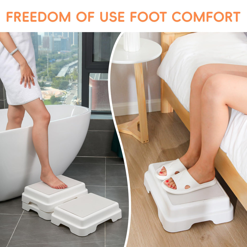 HHuanwfer Shower Bath Step Stackable Bathtub Non Slip Safety Step Stool, Indoor/Outdoor Handicap Wideing Hands Free Platform Medical Portable Stack-Able, for High Beds, Kitchens,Bathroom.