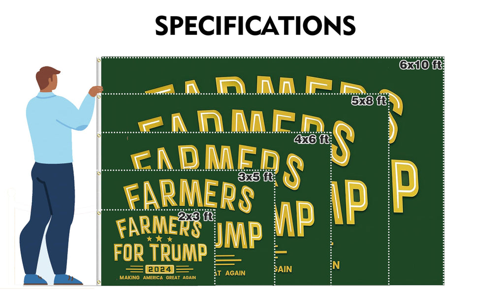 Farmers For Trump Flag 2x3FT Trump 2024 Flag President Election Supporter Fans Patriotic MAGA Banner With 2 Brass Grommets Outdoor Indoor (Farmers C, 2x3ft)