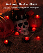 merrynights LED Candles, 24 Pack Tea Lights Candles Battery Operated, Flameless Tealight Candles, Realistic Tea Lights for Halloween Christmas Party Decor -D 1.5” x H 1.25”-Red Candles