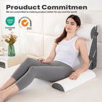 GOHOME Cooling Wedge Pillow Set for After Surgery, 4-Piece Adjustable Memory Foam Bed Wedge Pillow for Sleeping, Acid Reflux, Snoring, Neck Pain and Back Pain, White and Grey