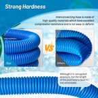 IDEASURE Pool Pump Replacement Hose, 1.25 x 41 Inch Above Ground Pool Hose Compatible with In tex Filter Pump 607, 637, 3 pack 1 1/4 Pool Hoses Replacement Include 6 Hose Clamps