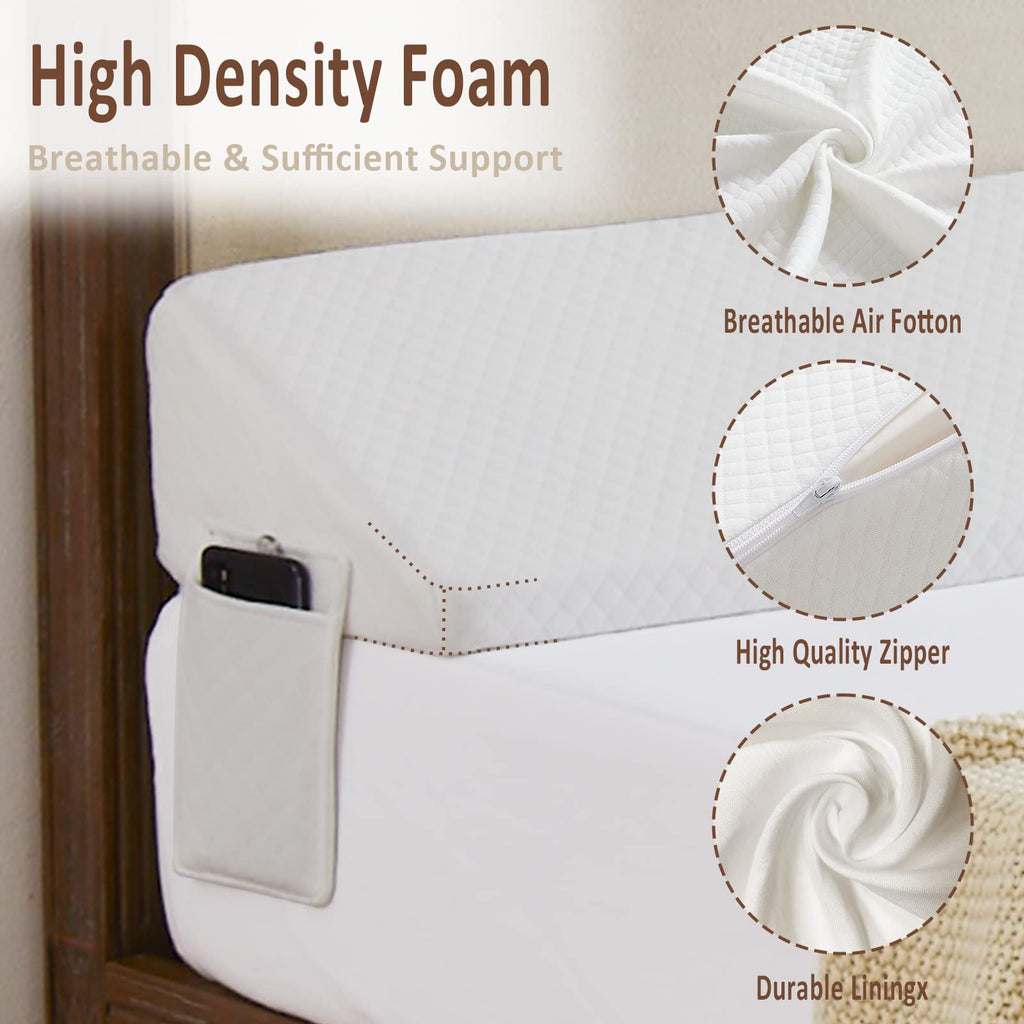 Homemate Twin Size（39"x10"x6"） Bed Wedge Pillow Stopper - Bed Gap Filler(0-8") - Headboard Pillow - Triangle Bloster Pillow Wedges - White