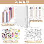 GOTIDEAL 12 x 12 Inch Scrapbook Album with 10 Metallic Markers,80 Pages Craft Paper Photo Album for Wedding and Anniversary, Family DIY Photo Album with Scrapbooking Stickers Corners(White)