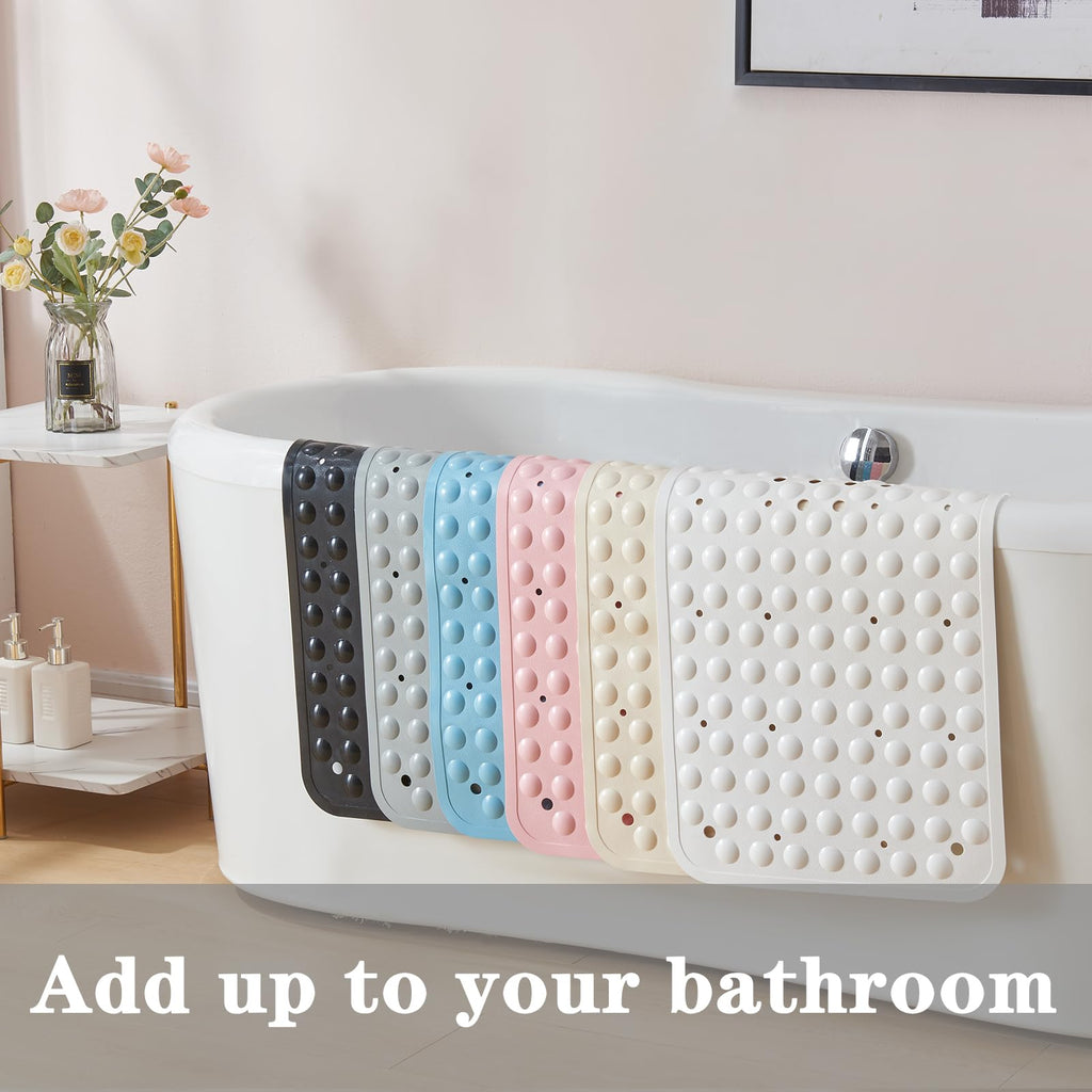 YANZIFLY Bathtub Mat for Shower: Soft Silicone 16X40 Inch Bath Mat Non Slip with Suction Cups Tub Mat for Bathroom for Kids Elderly Extra Large Shower matt Machine Washable - Grey