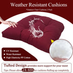 MTMR Outdoor Chair Cushions Set of 2, Water-Repellent 19”X19” Patio Chair Cushions with High Elasticity PP Cotton, No Fading Tufted Patio Furniture Cushions, Thick Seat Cushions for Outdoor Furniture