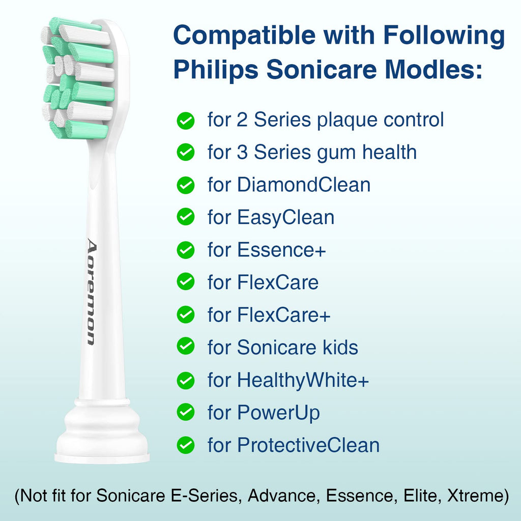 Aoremon Replacement Heads for Philips Sonicare Electric Toothbrush Compatible with Sonicare 2 Series C2 C1 Brush head and for all Sonicare Click-on Toothbrush Modles, 10 Pack