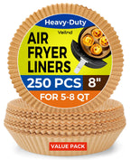 250 Pcs 8" Round Air Fryer Liners Disposable, Unbleached Parchment Paper Liners for Airfryer Basket, Non-Stick & Leakproof Baking Paper for Oven Roasting