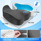 CushyOasis Seat Cushion, Chair Cushions, Office Chair Cushions, Anti-Slip Bottom & Removable Cover Tailbone Pain Relief Cushion, Memory Foam Seat Cushion for Office, Wheelchair, Car (Grey)